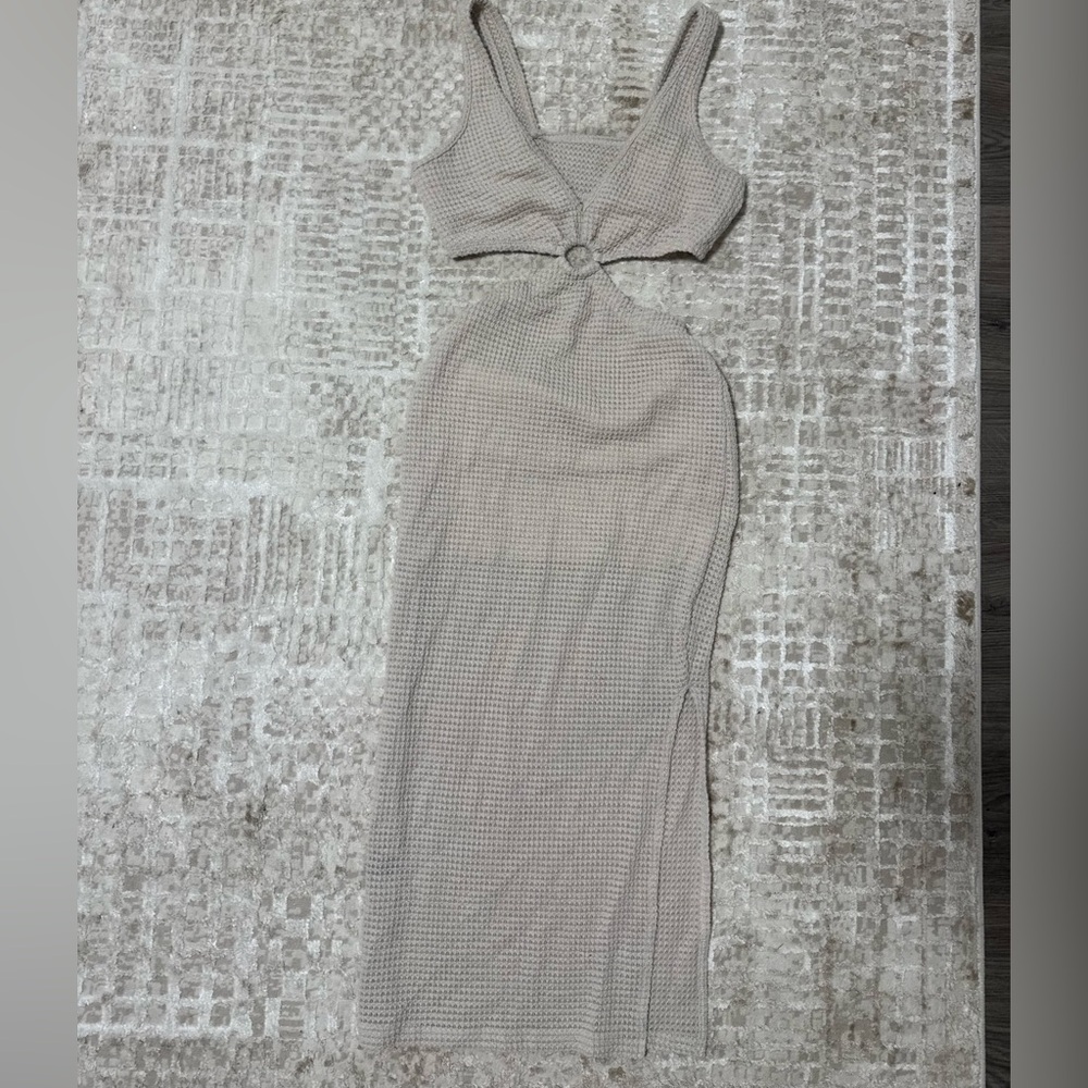 Beige Knit Sleeveless Dress